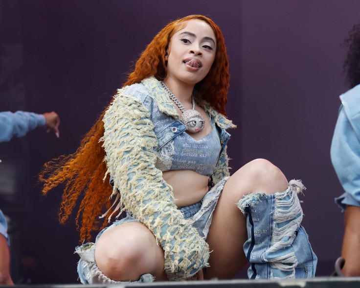 Ice Spice wears Who Decides War during her performance at Governors Ball 2023.